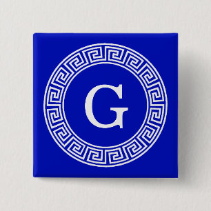 Macaron Carré 5 Cm Monogramme principal grec d'initiale de cadre de