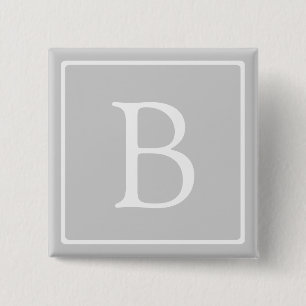 Macaron Carré 5 Cm Monogramme simple gris clair