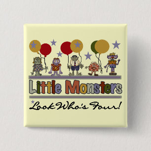 Macaron Carré 5 Cm Monster 4th Birthday Tshirts et cadeaux