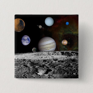 Macaron Carré 5 Cm Montage des planètes et des lunes de Jupiter