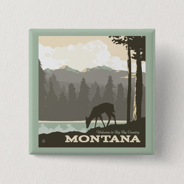 Macaron Carré 5 Cm Montana | Bienvenue dans Big Sky Country (Devant)