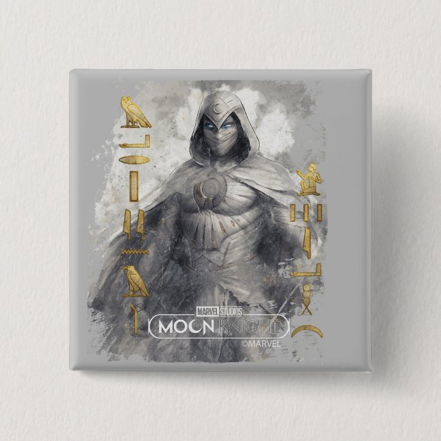 Macaron Carré 5 Cm Moon Knight Hiéroglyphic Graphic (Devant)