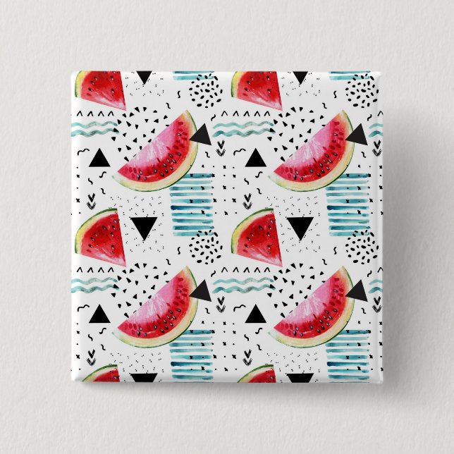 Macaron Carré 5 Cm Motif abstrait de pastèque (Devant)