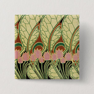 Macaron Carré 5 Cm Motif Art Nouveau #1