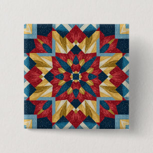 Macaron Carré 5 Cm motif d'art de bloc de patchwork géométrique vinta