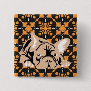 Macaron Carré 5 Cm Motif de Bouledogue Français