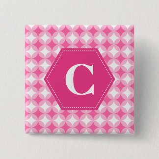 Macaron Carré 5 Cm Motif de monogramme rose blanc