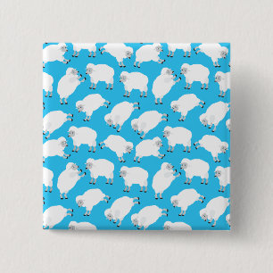 Macaron Carré 5 Cm Motif de nurserie Moutons bleus à compter