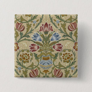 Macaron Carré 5 Cm Motif de papier peint floral brocart de William Mo
