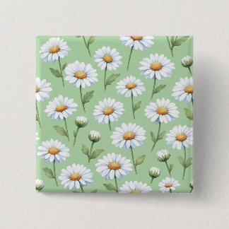Macaron Carré 5 Cm Motif de pâquerettes printanières