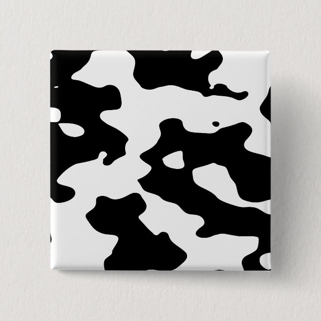 Macaron Carré 5 Cm Motif de vache noir et blanc (Devant)