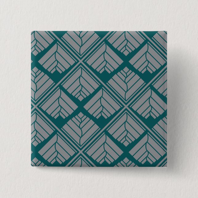 Macaron Carré 5 Cm Motif feuille carré Turquoise neutre (Devant)