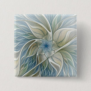 Macaron Carré 5 Cm Motif floral de rêve abstrait bleu kaki fractal