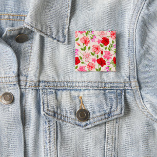Macaron Carré 5 Cm Motif floral d'Hibiscus tropical et de Plumeria