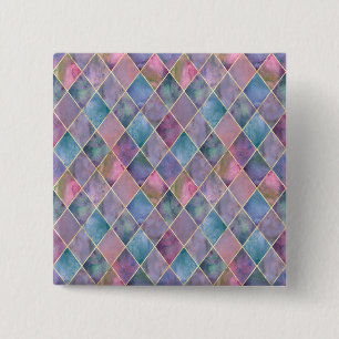 Macaron Carré 5 Cm Motif géométrique diamant aquarelle Harlequin