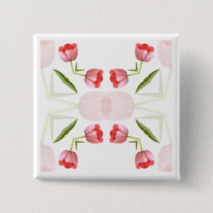 Macaron Carré 5 Cm Motif rose de kaléidoscope de tulipe