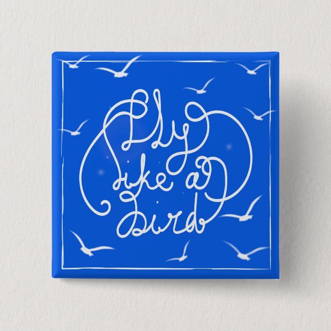 Macaron Carré 5 Cm Mouche comme un oiseau (Devant)