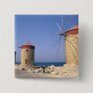 Macaron Carré 5 Cm Moulins à vent célèbres de Rhodes Grèce