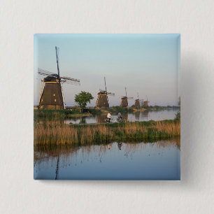 Macaron Carré 5 Cm Moulins à vent, Kinderdijk, Pays-Bas