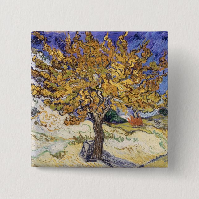 Macaron Carré 5 Cm Mûrier de Vincent van Gogh |, 1889 (Devant)