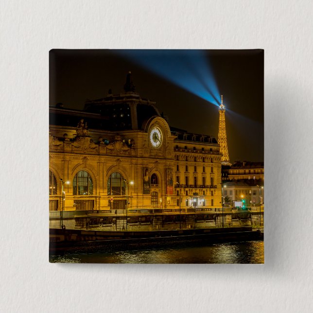 Macaron Carré 5 Cm Musée d'Orsay à Paris la nuit (Devant)