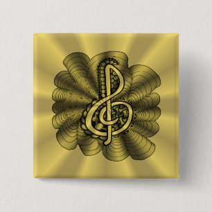Macaron Carré 5 Cm Musique Treble Clef Gold Customisé