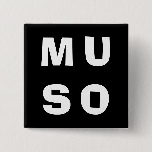 Macaron Carré 5 Cm Muso Musicien Contemporain Minimaliste Noir Blanc