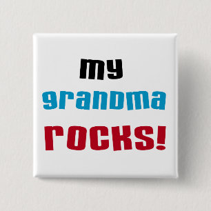 Macaron Carré 5 Cm My Grandma Rocks T-shirts et cadeaux