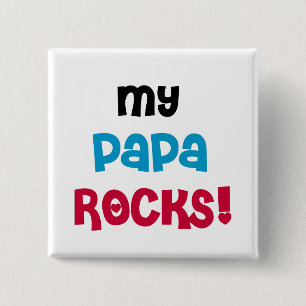 Macaron Carré 5 Cm My Papa Rocks T-shirts et cadeaux