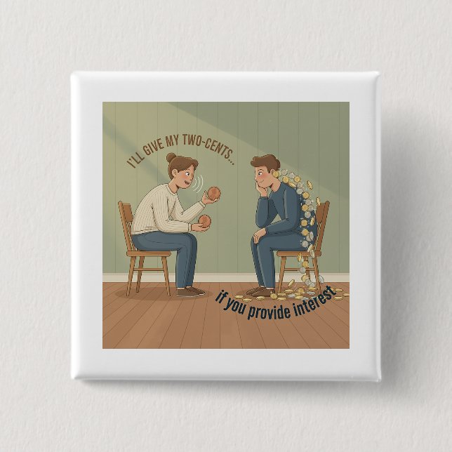 Macaron Carré 5 Cm My Two-Cents Button (Devant)