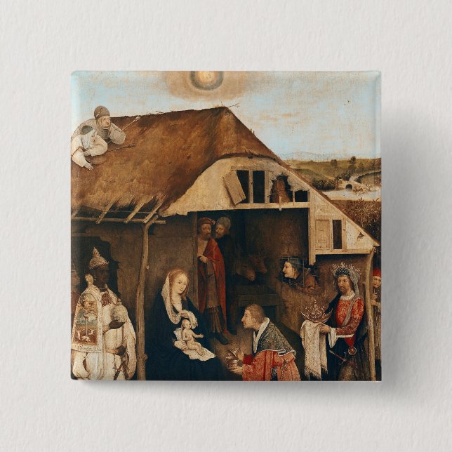 Macaron Carré 5 Cm Nativité (Devant)