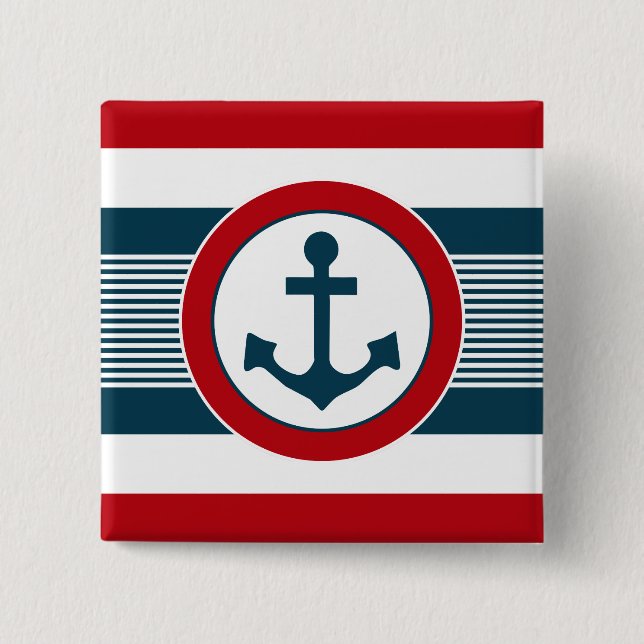 Macaron Carré 5 Cm Nautical design (Devant)