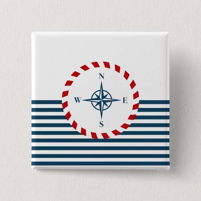 Macaron Carré 5 Cm Nautical design (Devant)