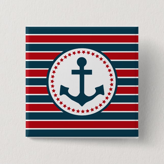 Macaron Carré 5 Cm Nautical design (Devant)