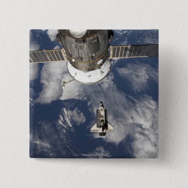 Macaron Carré 5 Cm Navette spatiale Endeavour 8 (Devant)