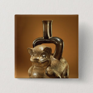 Macaron Carré 5 Cm Navire avec le puma, culture de Chavin, c.90 AVANT