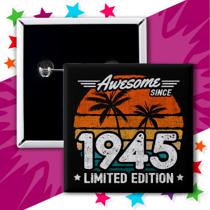 Macaron Carré 5 Cm Né 1945 Limited Edition Retro Awesome depuis 1945