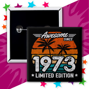 Macaron Carré 5 Cm Né 1973 Limited Edition Retro Awesome depuis 1973