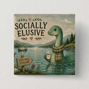 Macaron Carré 5 Cm Nessie insaisissable socialement Cryptide cosy Loc