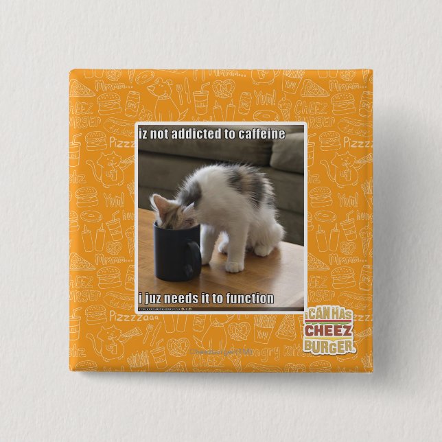 Macaron Carré 5 Cm N'est pas dépendant à la caféine (Devant)