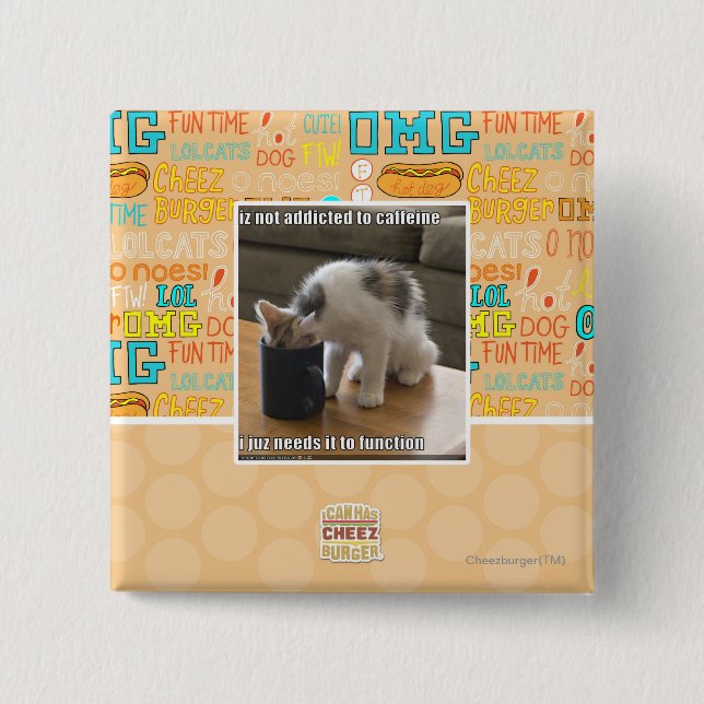 Macaron Carré 5 Cm N'est pas dépendant à la caféine (Devant)