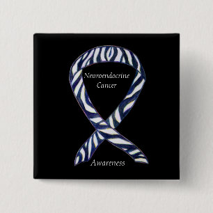 Macaron Carré 5 Cm Neuroendocrinien Cancer Sensibilisation Ruban Pers