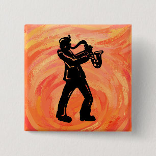 Macaron Carré 5 Cm New York Boogie Nights Saxophone Orange