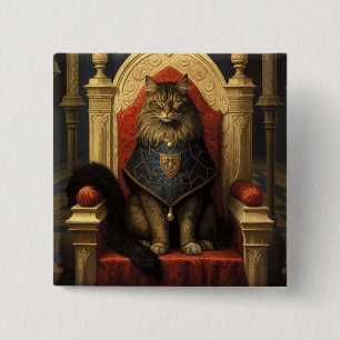 Macaron Carré 5 Cm Noble Maine Coon Trône Art Imprimer