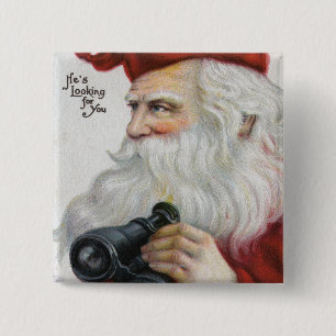 Macaron Carré 5 Cm Noël GreetingSanta avec des jumelles