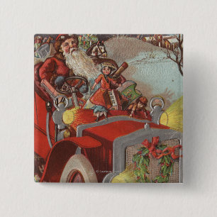 Macaron Carré 5 Cm Noël GreetingSanta dans la voiture