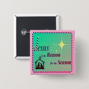 Macaron Carré 5 Cm Noël Jésus Raison de la saison Accessoire du bouto