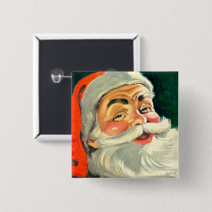 Macaron Carré 5 Cm Noël vintage, joyeux Père Noël rétro des années 50