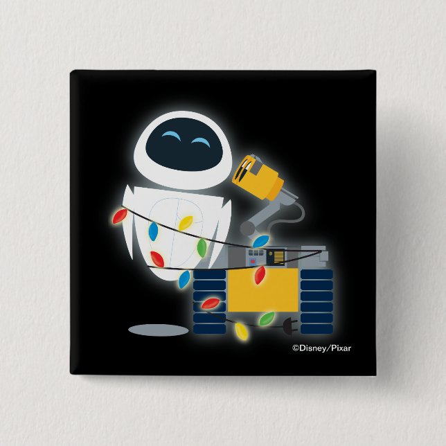 Macaron Carré 5 Cm Noël WALL-E & EVE (Devant)