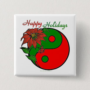 Macaron Carré 5 Cm Noël Yin Yang Poinsettia